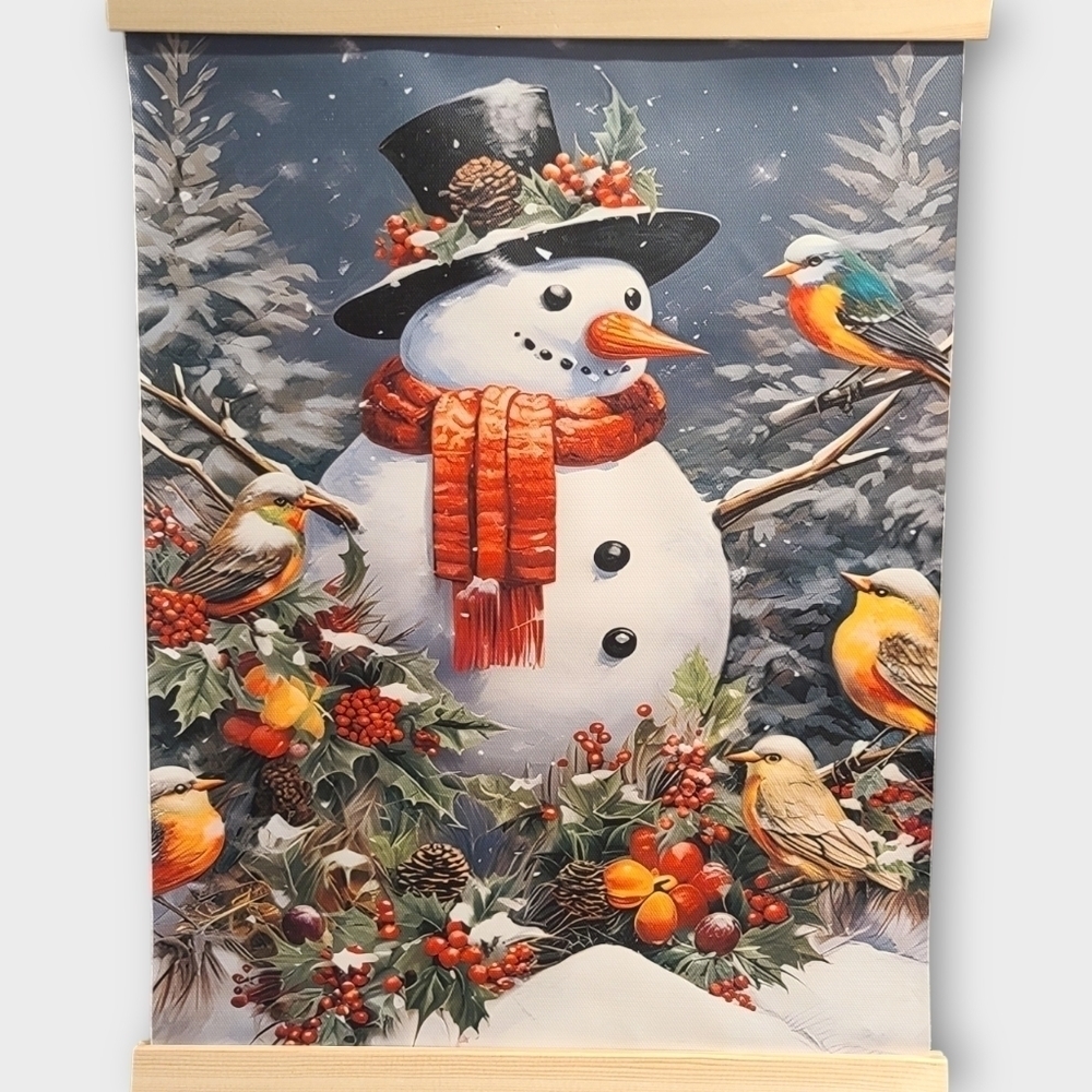 Frosty The Snowman Canvas Print with added wood hanging frame